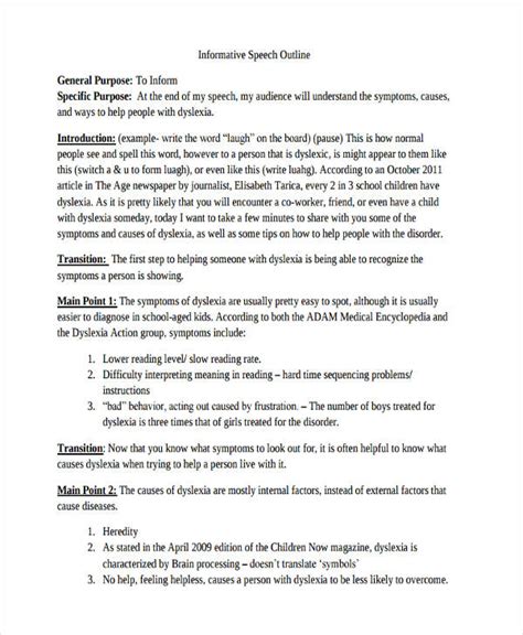 what are examples of informative speeches