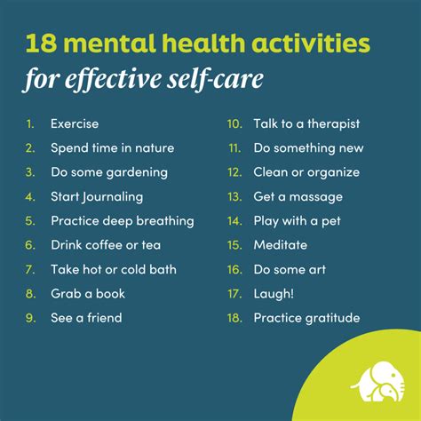 what are examples of mental health self-care activities