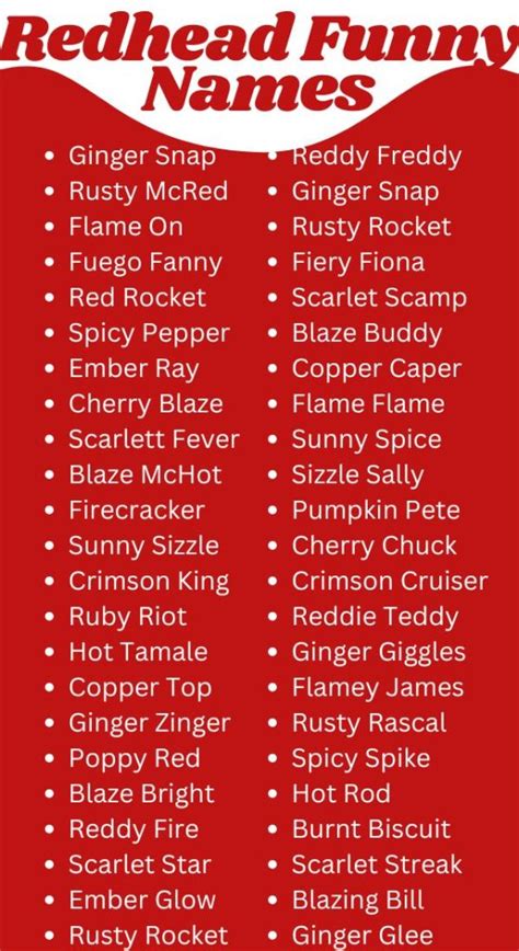 what are good names for redheads