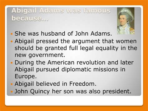 what are important facts about abigail adams