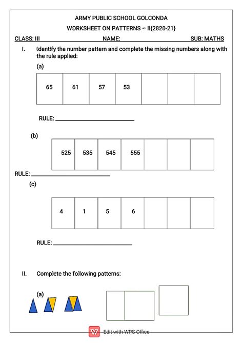 what are patterns in maths class 3