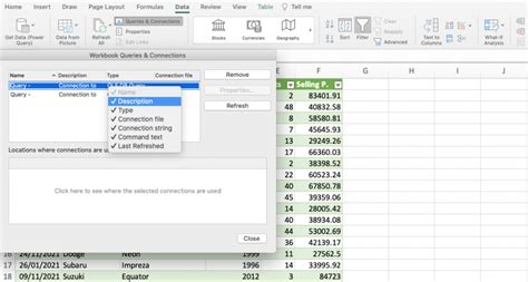 what are queries and connections in excel