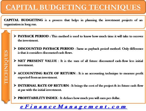 what are some capital budgeting techniques