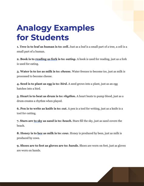 what are some examples of analogies