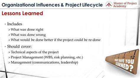 what are some examples of lessons learned in project management