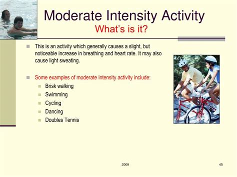 what are some examples of moderate intensity physical activity