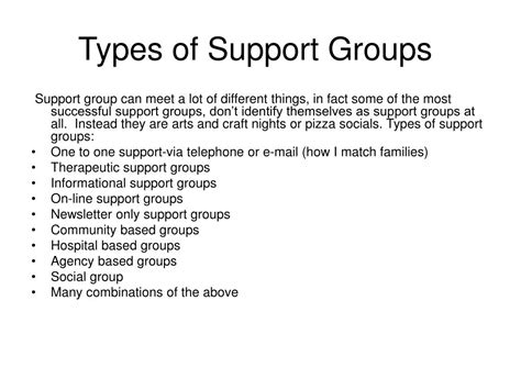 what are some examples of support groups