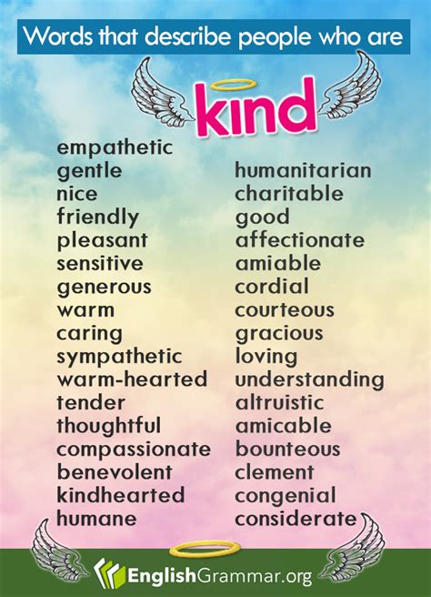 what are some kind words starting with a