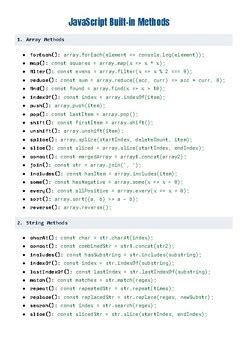 what are some of the built in methods in javascript