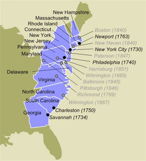 what are the 13 colonies and their capitals