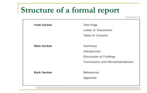 what are the 5 basic structure of a report