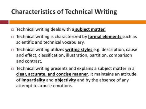 what are the basic characteristics of technical writing