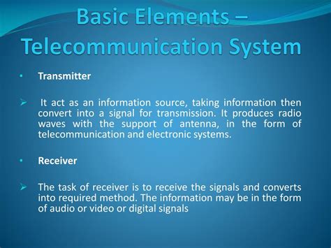 what are the basic elements of telecommunication system
