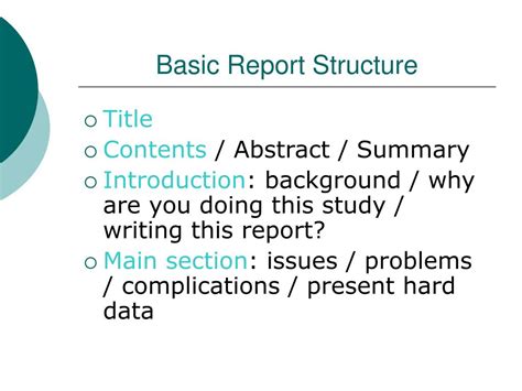what are the basic structure of a report