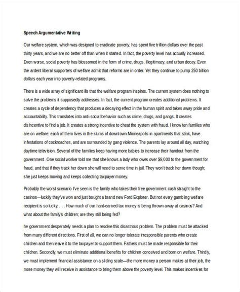 what are the examples of argumentative speech