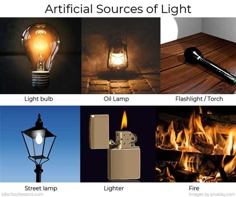 what are the examples of artificial sources of light