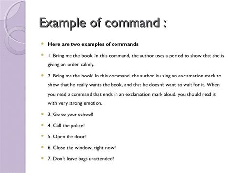 what are the examples of command