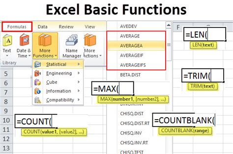 what are the functions in ms excel