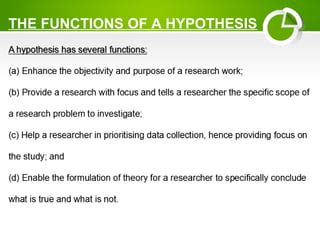 what are the functions of hypothesis