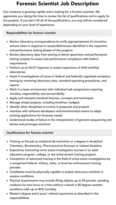 what are the job responsibilities of a forensic scientist