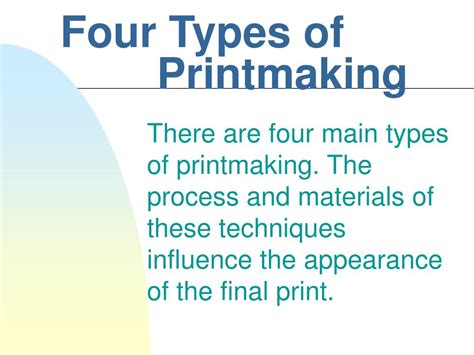 what are the main types of printmaking techniques