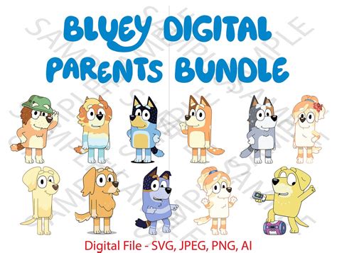 Personalized Named Bluey SVG, The Heeler Family Bluey Dad Mom SVG
