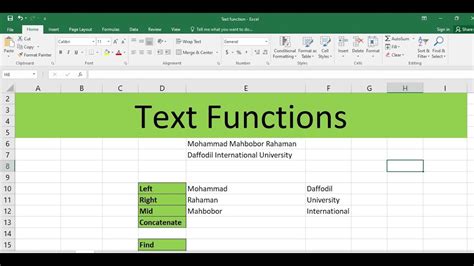 what are the text function in ms excel