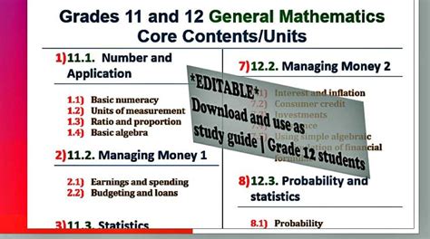 what are the topics in general mathematics
