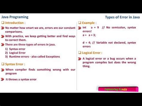 what are the types of errors occurs during programming