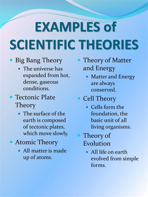 what are two examples of a scientific theory