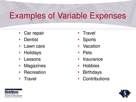 what are variable expenses examples