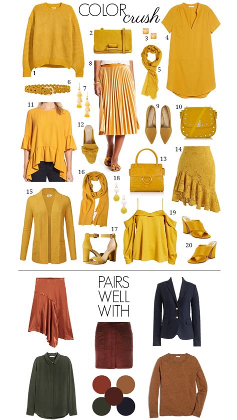 what colors go with mustard yellow shirt