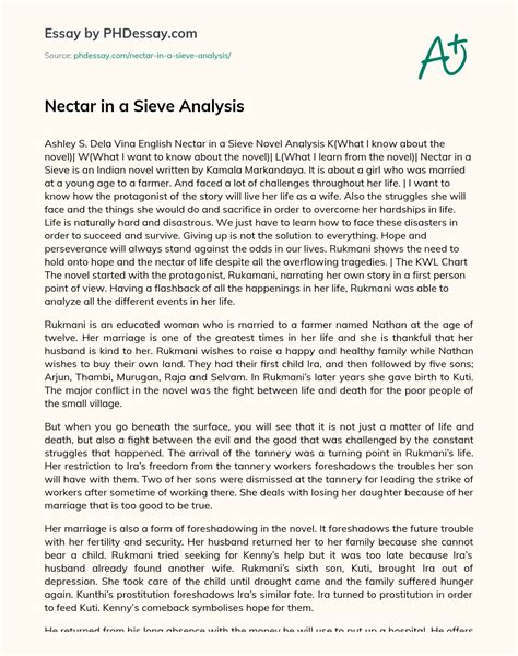 Nectar In A Sieve Quote Nectar In A Sieve By Work without hope
