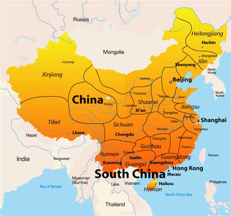 what country is south of china