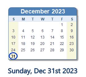 what day is december 31st 2023