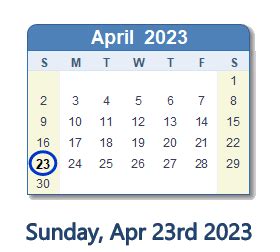 what day of the week is april 23 2023