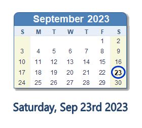 what day was september 23rd 2023