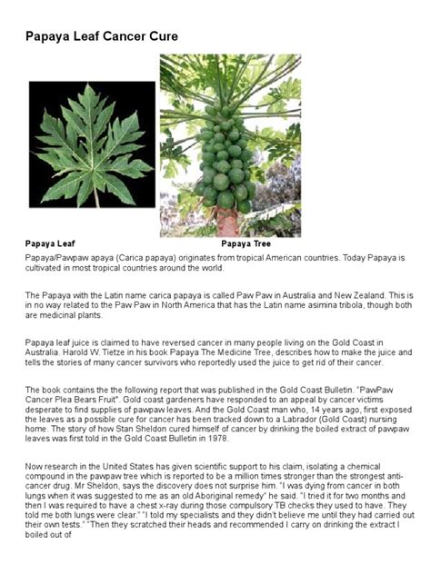 what diseases can papaya leaf cure