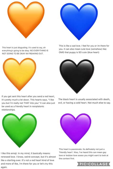 what do the emoji heart colors mean