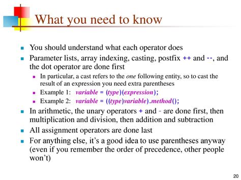 what do you understand by precedence of operators