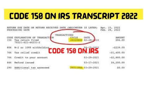what does 150 mean on tax transcript