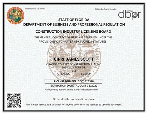 what does a general contractor license look like