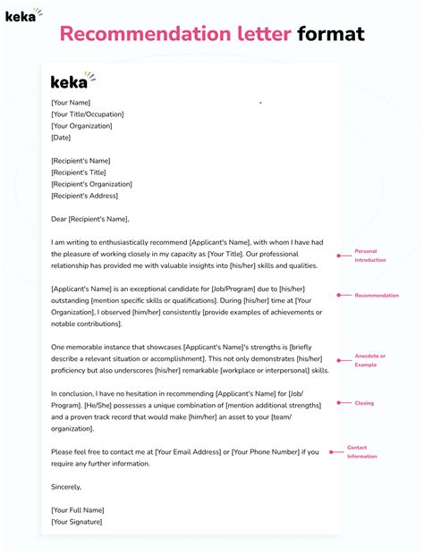 what does a reference letter need to include