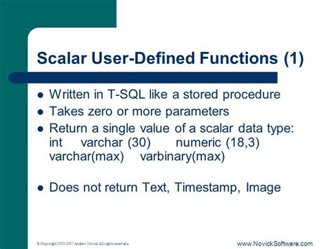 what does a scalar user defined function in sql typically return