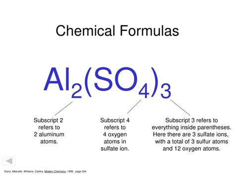 what does a subscript represent in a chemical formula