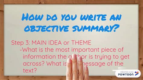 what does an objective summary include select all that apply