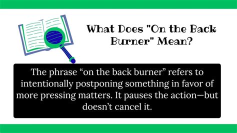 What Does Back Burner Him Mean