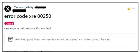 What Does Code Xre-00250 Mean