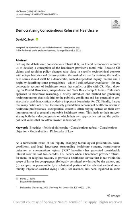 What Does Conscientious Refusal Mean