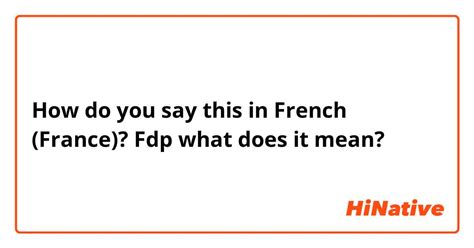 what does fdp mean in french